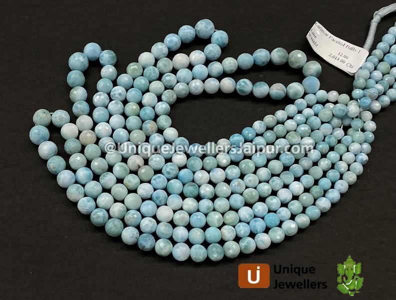 Larimar Faceted Round Balls Beads